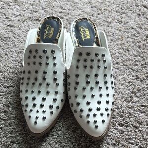 JustFab X Jesse James Decker White Studded Mules